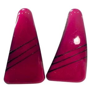 Edgy Geometric Earrings Burgundy & Black Statement Studs, Gothic Glam Whimsigoth